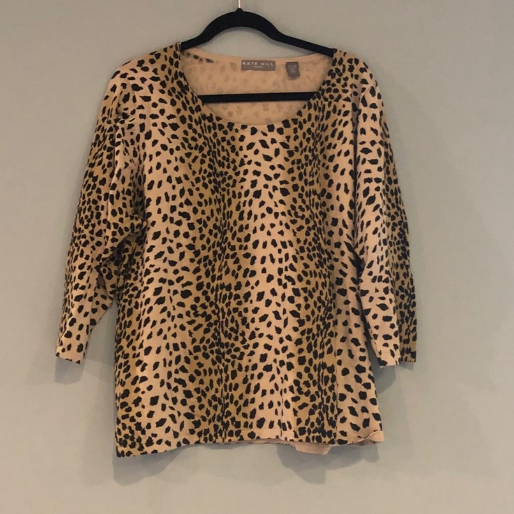 Kate Hill 2x animal print long sleeve top